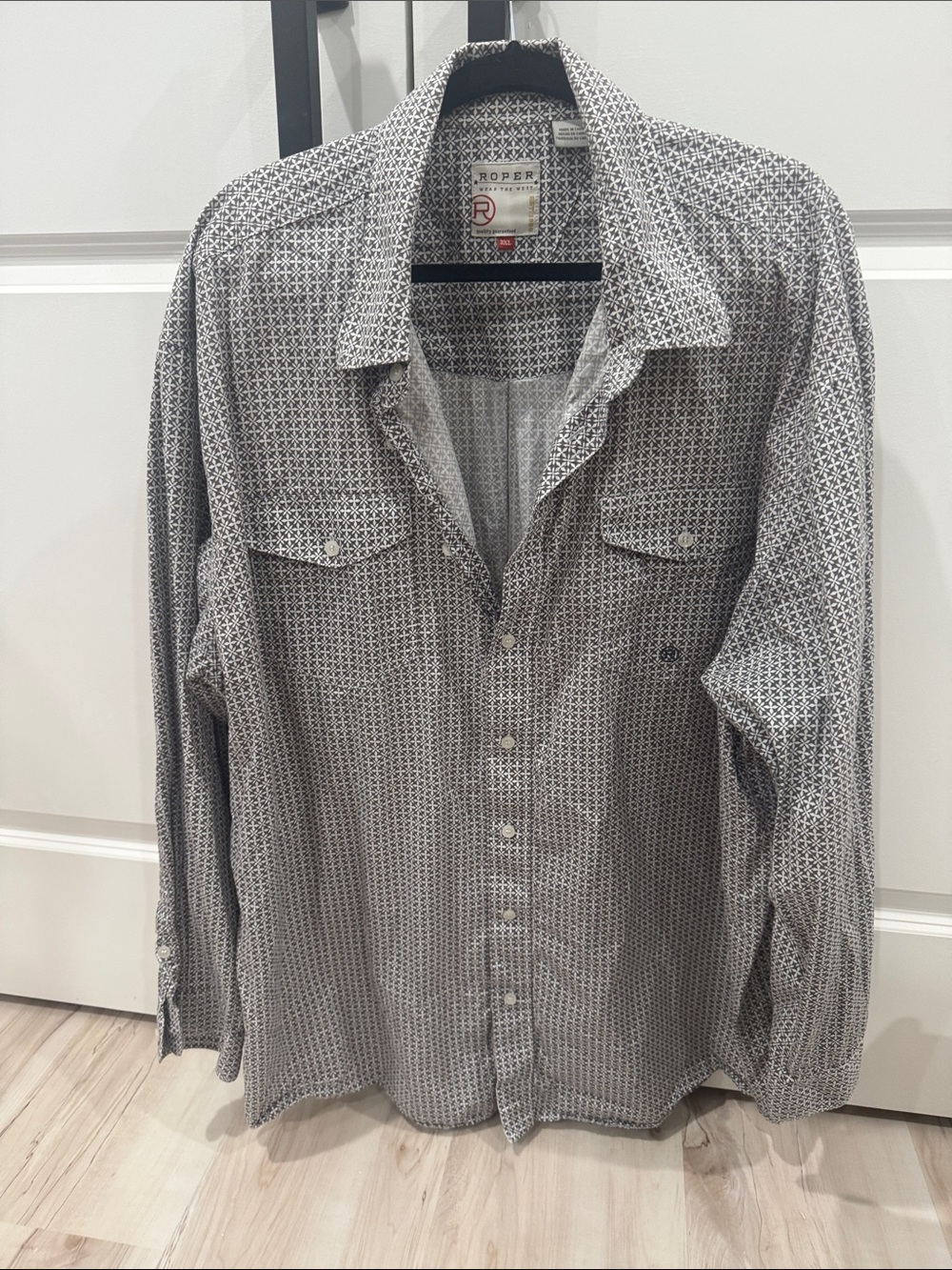 Roper Men's Grey Micro-Pattern Button Down Shirt